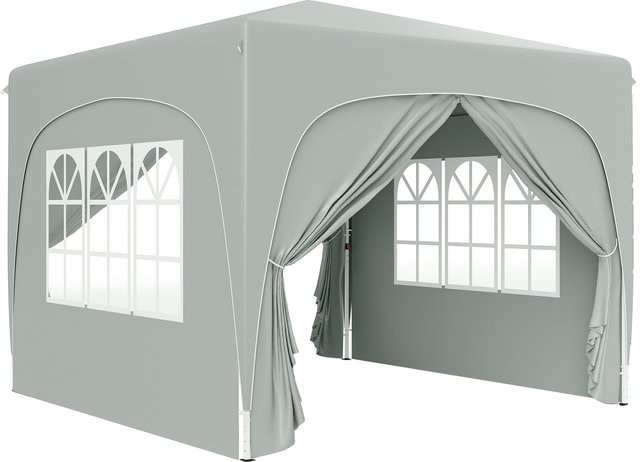 Outsunny Pop-up Faltpavillon mit 4 Seitenteilen und UV-Schutz 50+, wasserabweisend und winterfest, Hellgrau, B/H/L: 300 x 273 x 300 cm - Bild 1