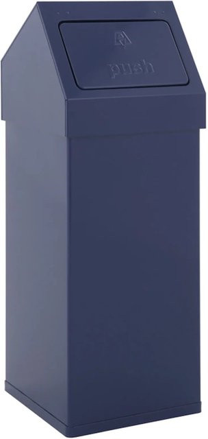 PROREGAL Eckiger Aluminium Abfallbehälter Haiti mit Push Deckel, Blau, 55 Liter, H x B x T: 77 x 30 x 30 cm - Bild 1