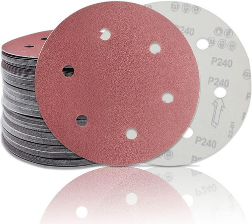 TQLQ Schleifscheiben Set mit Klett-Klebeschleifpapier für Exzenterschleifer, 10 Stück, 9 Zoll, 6 Löcher, Durchmesser: 225 mm, Körnung 60–2000