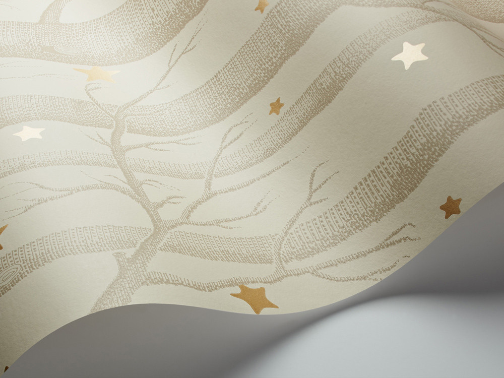 Cole & Son Tapete Woods & Stars in Beige und Gold mit botanischem Vintage-Design - Bild 1