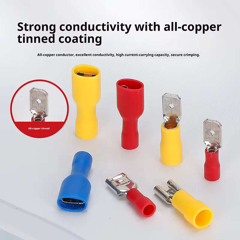 Isolierte Flachstecker-Crimpklemmen Set in Rot und Mehrfarbig für Kabelverbindungen mit 2,8 mm, 4,8 mm und 6,3 mm - Bild 3