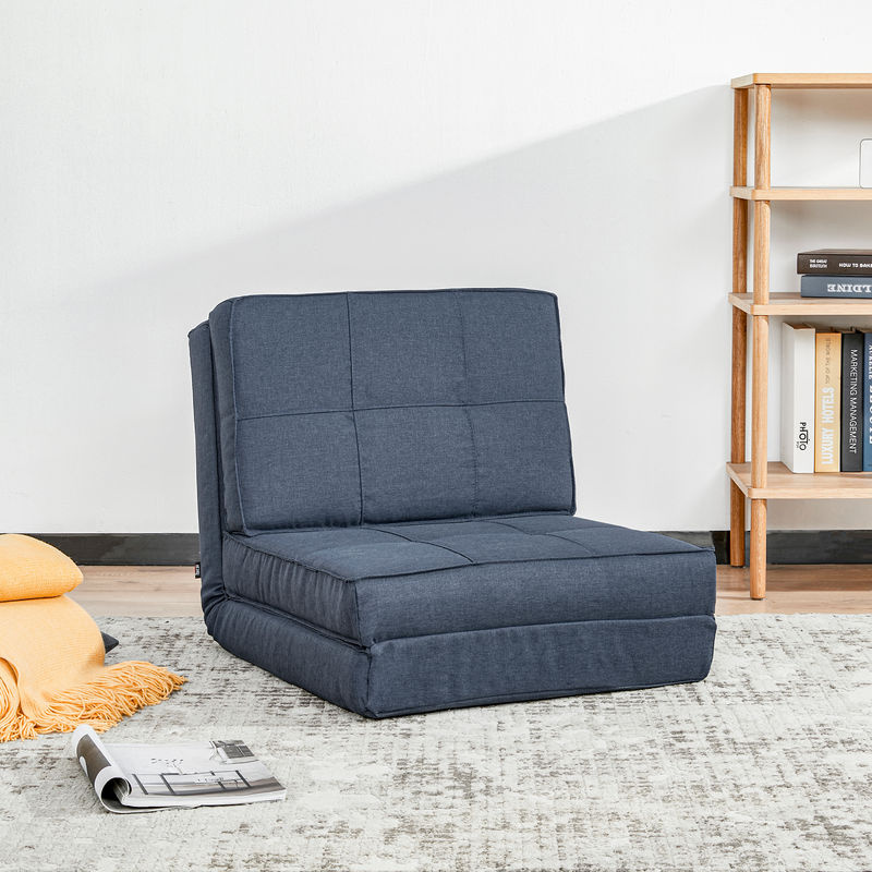 HOMCOM Bodensofa klappbar als Schlafsessel, 5-stufig verstellbares Schlafsofa und Einzelsofa in Dunkelblau, B/T/H: 61 x 73 x 58 cm - Bild 2