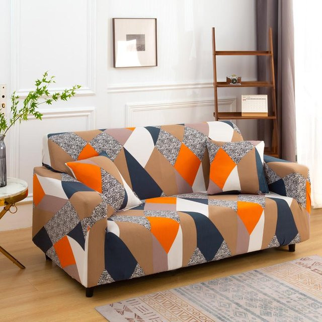 Elastischer Stretch-Sofabezug mit Blumendruck in Grau, waschbarer Schonbezug für Eckcouch und Sessel, Breite: 90-140 cm - Bild 1