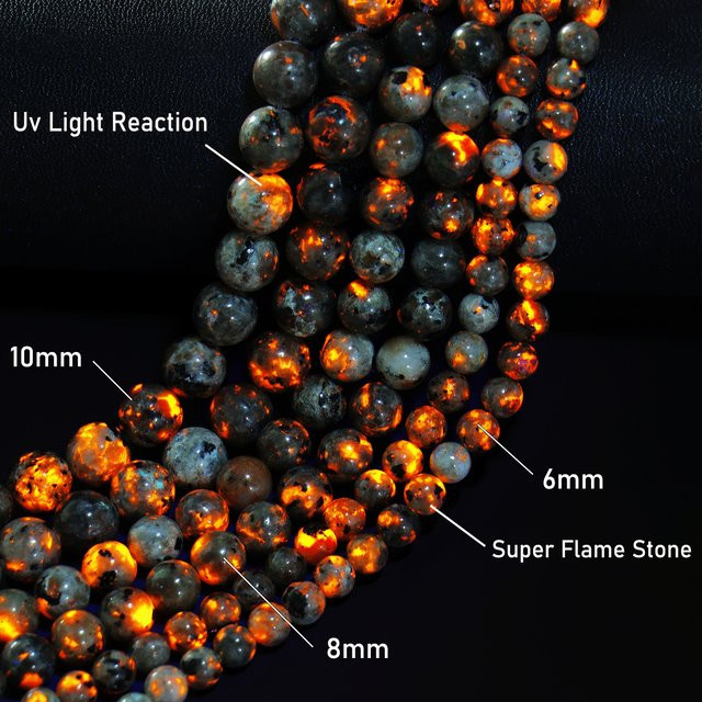 Perlen Yooperlite Feuer Sodalith, Runde Flamme, Bunt, Unisex, 15'' - Bild 1