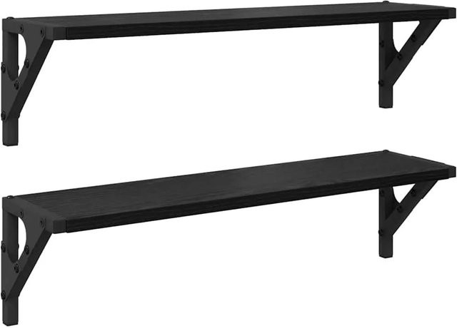 vidaXL Wandregale 2er-Set in Schwarz und Eichen-Optik, B/T/H: 60 x 15 x 15,5 cm - Bild 1