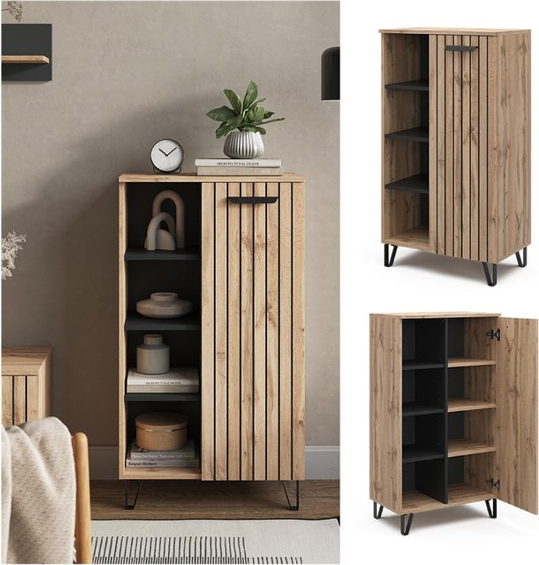 Vicco Sideboard Amber Eiche Wotan in Braun mit 2 Türen, B: 110 cm, H: 60 cm - Bild 2