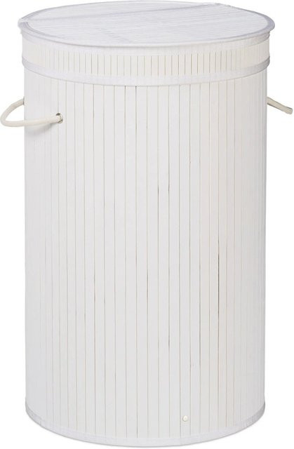 Relaxdays Wäschekorb aus Bambus mit Klappdeckel, faltbar, Weiß, B: 63 cm, T: 40 cm - Bild 1