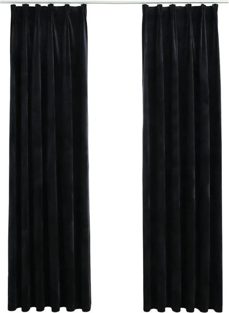 vidaXL Verdunkelungsvorhänge aus Samt mit Haken, 2 Stück, Schwarz, Breite: 140 cm, Höhe: 245 cm - Bild 1