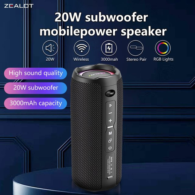 Zealot S49 Pro Kabelloser Bluetooth Lautsprecher mit Subwoofer, Wasserdicht IPX6, Dual-Pairing, 3000 mAh - Bild 1