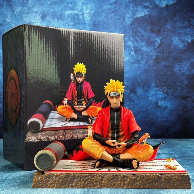 Bandai Naruto, Meditierender Naruto auf einer Schriftrolle, Anime-Figur - Bild 1