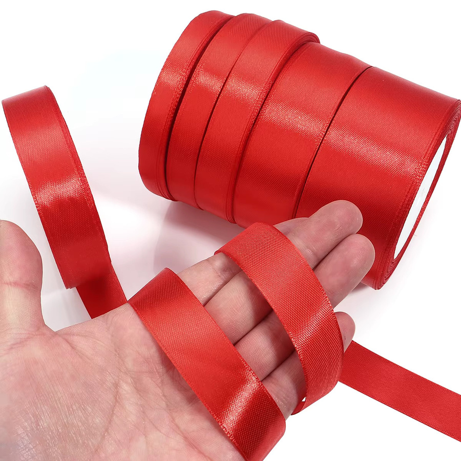 Rotes Satinband für DIY Dekorationen, Hochzeit, Party und Weihnachten, Länge: 25 Yards - Bild 2