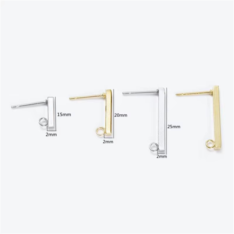 Ohrring Haken Bar Drähte mit Schlaufe, Gold, Edelstahl, Unisex - Bild 1