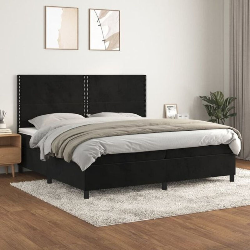 Vidaxl Boxspringbett mit Matratze in Schwarz aus Samt und Holzwerkstoff B/T: 200 x 200 cm - Bild 1