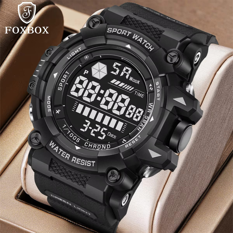 FOXBOX Digitaluhr, Herren, Silikonarmband, Schwarz, 30 ATM - Bild 2