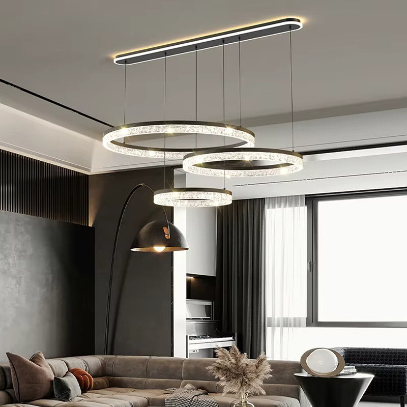 Gbbmade Nordic Wohnkultur LED Pendelleuchte aus Edelstahl in Silber mit transparentem Kristall für Esszimmer und Wohnzimmer - Bild 3