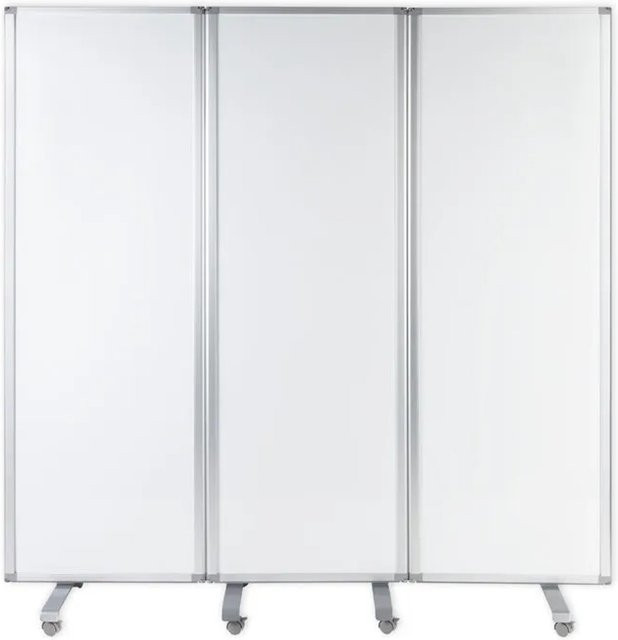 Master of Boards Mobile Trennwand Whiteboard 3-teilig Magnetisch Weiß H: 180 cm x B: 180 cm - Bild 1