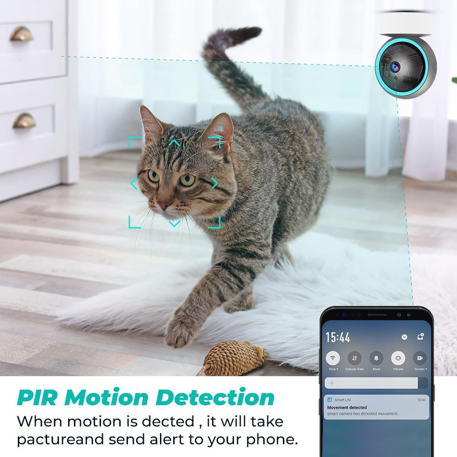 ZETI Indoor Sicherheitskamera mit 5MP PT und 3MP, Smart Life WiFi CCTV Videoüberwachung mit PIR-Bewegungserkennung und Personenerkennung, Tuya kompatibel, Babyphone ohne SD-Karte - Bild 3