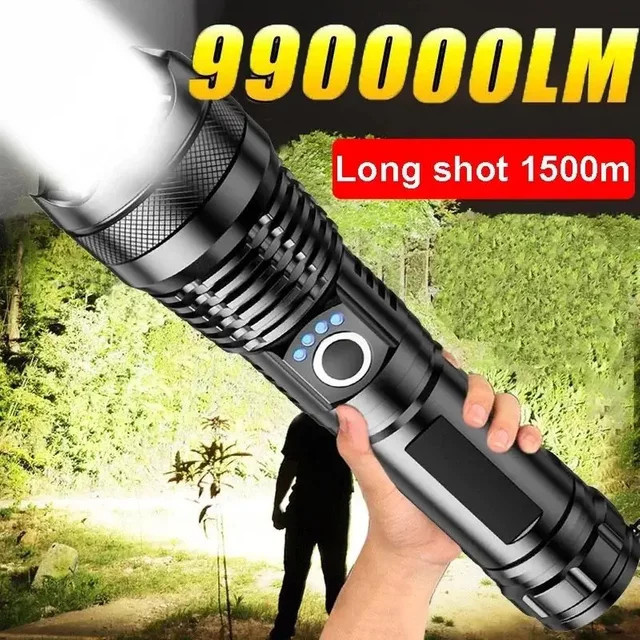 Heinast XHP50 LED Taschenlampe, wiederaufladbare taktische USB-Taschenlampe in Schwarz - Bild 1