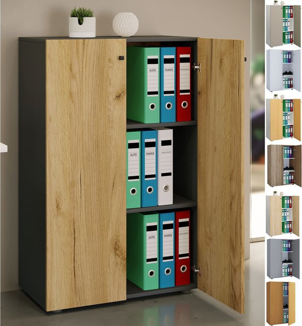VCM Aktenschrank Lona mit Drehtüren und zwei variablen Fachböden aus Metall, B/T/H: 70 x 40 x 110 cm - Bild 1