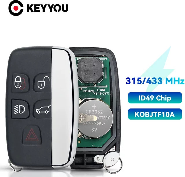 KEYYOU Fernbedienung Schlüssel mit ID49 Chip für Land Rover LR2 LR4 Range Rover Evoque Sport, 315 MHz / 433 MHz, Schwarz - Bild 1