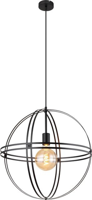 Globo Pendelleuchte 1-flammig Schwarz Matt, rund, Metall, Durchmesser: 50 cm, Höhe: 120 cm - Bild 1