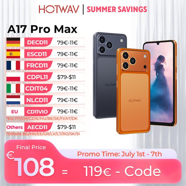 HOTWAV A17 Pro Max Smartphone in Weiß mit 256 GB Speicher, 6,75 Zoll 120Hz Display, Android 15 und 3,5 mm Kopfhöreranschluss - Bild 1