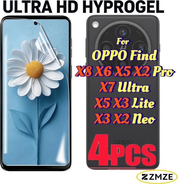 4 Stück Hydrogel-Displayschutz für OPPO Find X8 X7 X6 X5 X3 Serie, HD klar und transparent - Bild 1