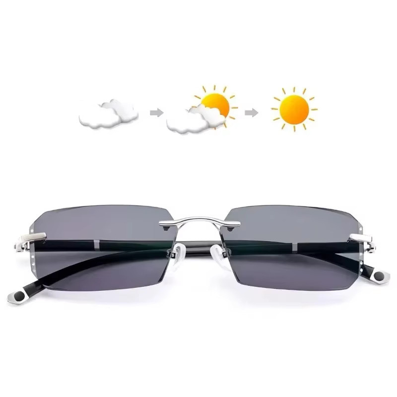 DIXSG Lesebrille, randlos, rechteckig, Metall, Unisex, Blaulichtfilter - Bild 2