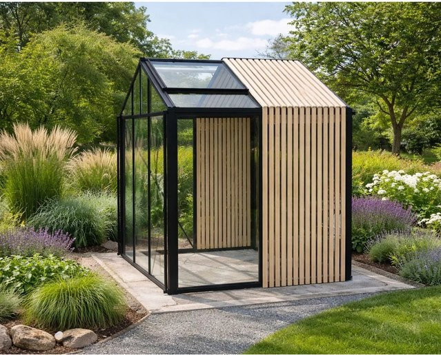 Bloomcabin Premium-Qualität Gewächshaus ACCOYA-FUSION GHCAF1 in Schwarz mit Accoya-Holz, Aluminium, Sicherheitsglas, integrierten Dachfenstern und Belüftungssystem, B/T/H: 235 x 160 x 160 cm - Bild 1