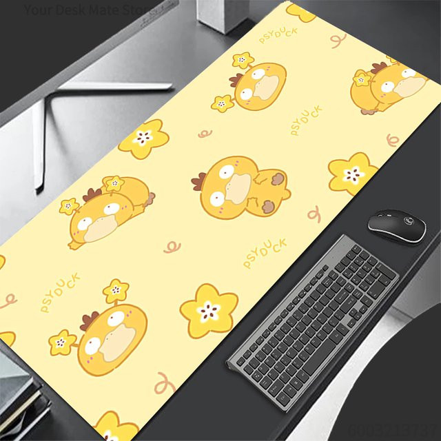 Potdemiel XXL Gaming Mauspad Speed Anime Design Pokémon Psyduck Gelb B/T: 90 x 40 cm - Bild 1