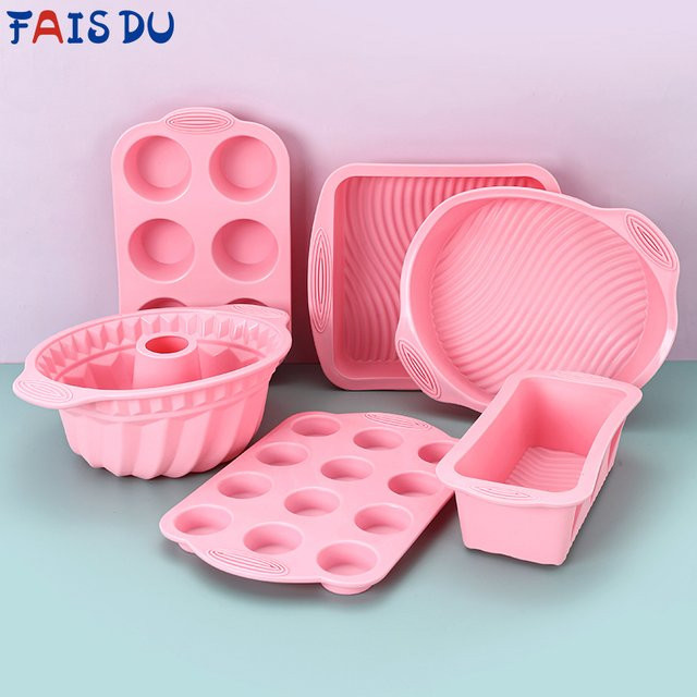 FAIS DU Antihaft-Silikon-Backformen-Set in Rosa für Muffins, Cupcakes und Gebäck - Bild 1