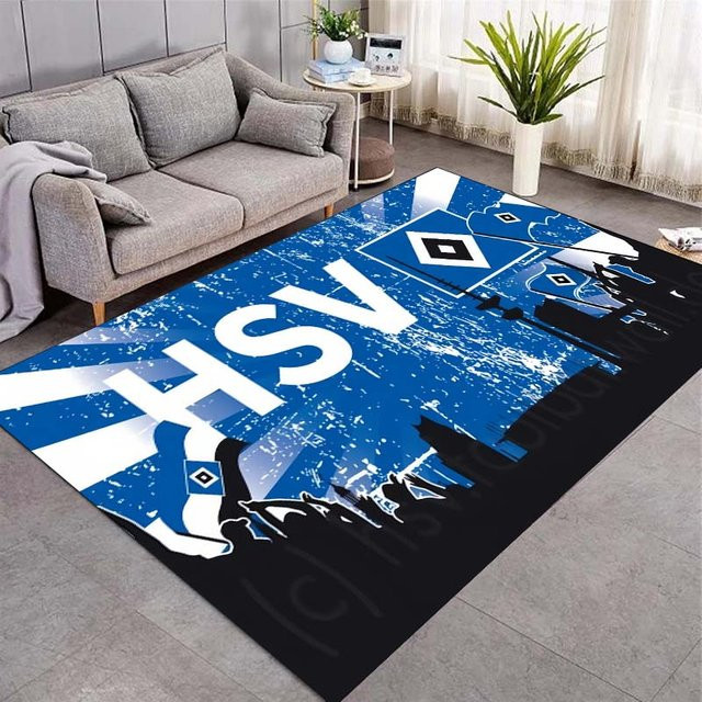 Rutschfester Hamburger SV Logo Teppich in Schwarz, Waschbare Fußmatte für Innenräume, B/B: 60 x 90 cm - Bild 1