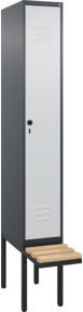 C+P Spind Classic PLUS Garderobenschrank mit Sitzbank, 1 Abteil, Anthrazit, B/T/H: 212,0 x 30,0 x 81,5 cm - Bild 1