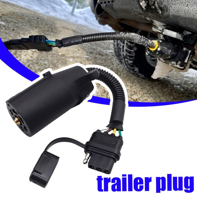 7-Wege-Rund auf 4-Wege-Flach Anhänger-Stecker-Adapter in Schwarz für Wohnmobile und Autos - Bild 1