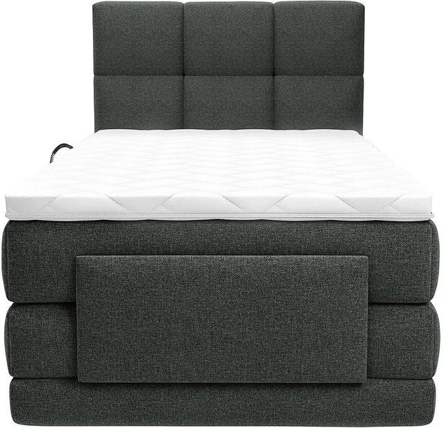 Vente-unique Boxspringbett Lodi in Anthrazitgrau, Stoff, B/T: 100 x 200 cm - Bild 1