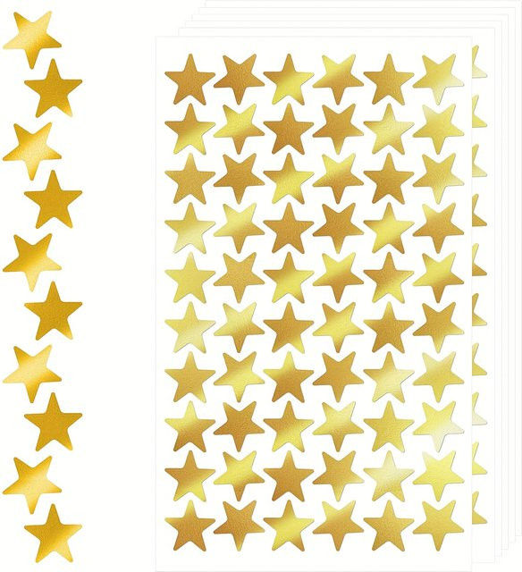 1200 goldene holografische Sternaufkleber als glitzernde Belohnungsaufkleber für Lehrer und Kinder - Bild 1