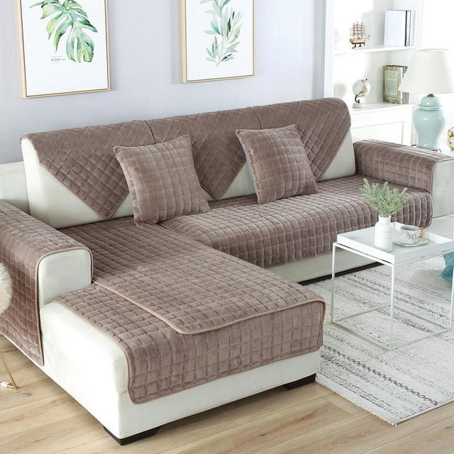 Rutschfester Sofakissenbezug aus Plüsch im koreanischen Stil von Binchi Outdoor Equipment, Farbe: Braun, B/H: 90 x 70 cm - Bild 1