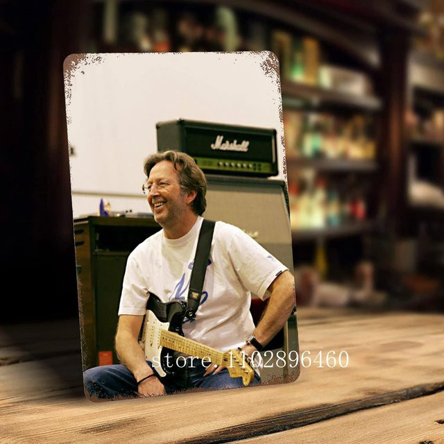 ZX ART Eric Clapton Vintage Metallschild Wanddeko B: 40 cm, H: 30 cm, T: 0 cm, Mehrfarbig - Bild 1