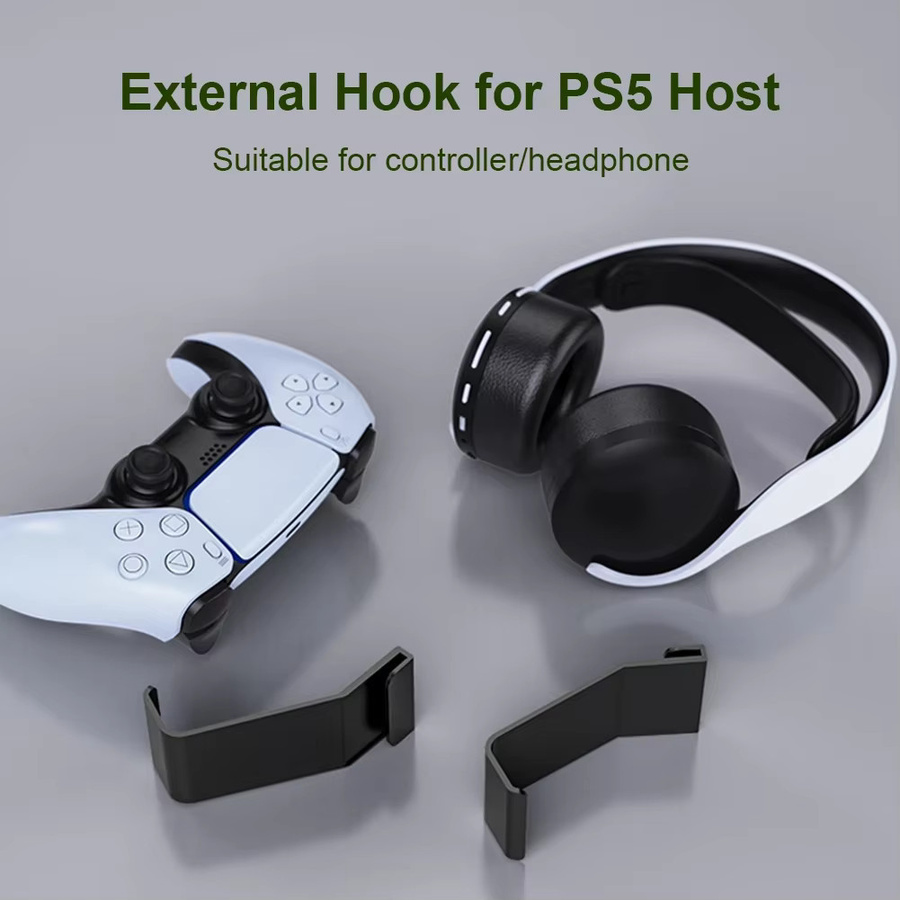 2 Stück Spielcontroller-Halterung und Gaming-Headset-Halter in Schwarz für PS5-Konsolen - Bild 2