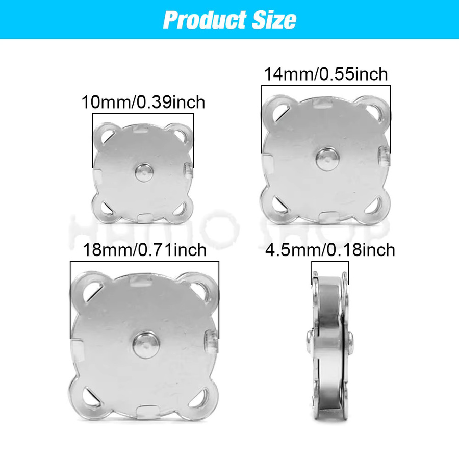 Hamoshop Metall Magnetverschluss Set in Silber, aufnähbare Magnetknöpfe für Geldbörsen und Handtaschen - Bild 2