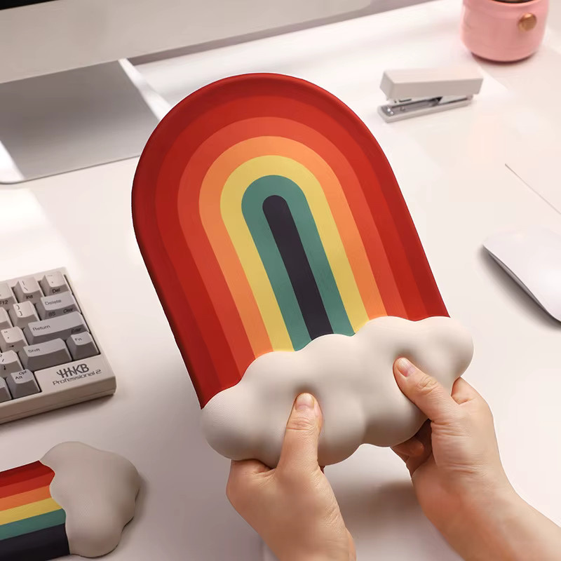 Ergonomisches Regenbogen-Mauspad mit Tastatur-Handballenauflage von FENGKUABAO aus Memory-Schaum und Silikon in Multicolour - Bild 1