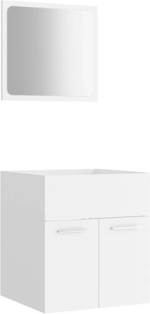 vidaXL 2-tlg. Badmöbel-Set in Weiß aus Holzwerkstoff und Acryl bestehend aus Waschbeckenunterschrank und Spiegel - Bild 1