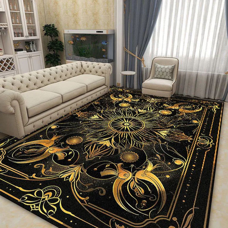 Karpetti Großflächenteppich in Schwarz-Gold, moderner geometrischer Teppich aus Polyester, rutschfest und waschbar, B/T: 200 x 400 cm - Bild 3