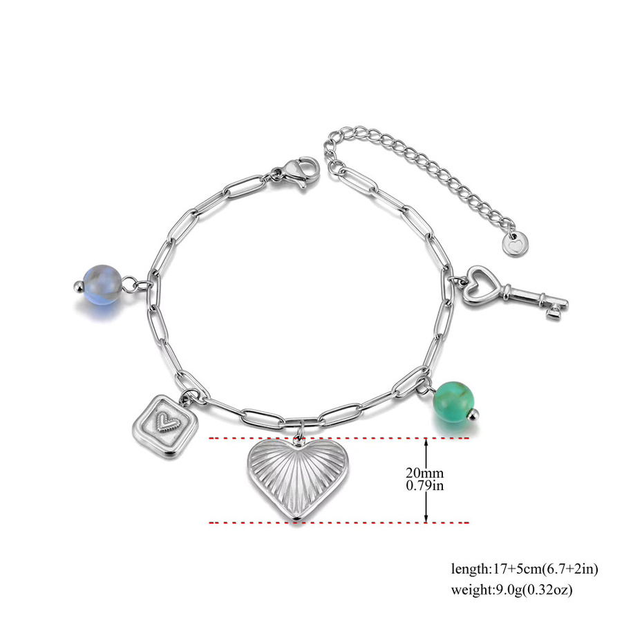 JeeMango Armband, Edelstahl, Herz, Türkis, Damen - Bild 1