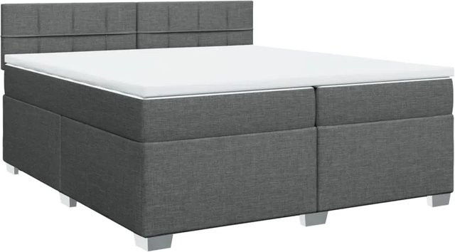 vidaXL Boxspringbett mit Matratze Hybrid Dunkelgrau und Weiß B/T/H: 200 x 200 x 100,5 cm - Bild 1