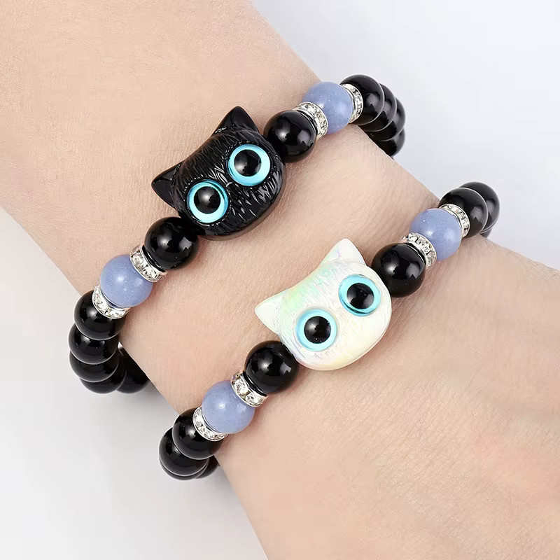 konminry Armband, Acryl, Perle, Schwarz, Weiß, Unisex - Bild 3