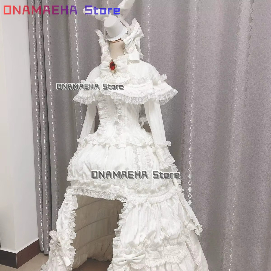 ONAMAEHA Mikuuuu Cosplay Weißes Kaninchen Kleid, Prinzessin, Set - Bild 2