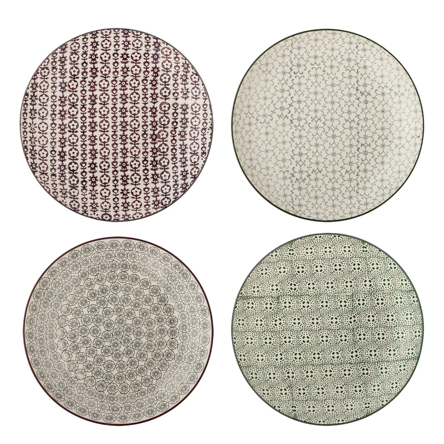 Bloomingville Teller-Set Karine aus Steinzeug, 4er-Set, Multicolour, Durchmesser: 25 cm - Bild 1