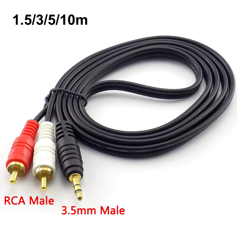 Gakaki Audiokabel 3,5 mm Klinkenstecker auf 2 RCA Stecker Verbindungskabel für TV, Lautsprecher und Computer, Schwarz - Bild 2