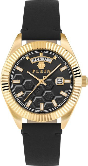 Philipp Plein Herrenuhr, Quarz, Edelstahl, Leder, 42 mm, Schwarz, 5 ATM - Bild 1